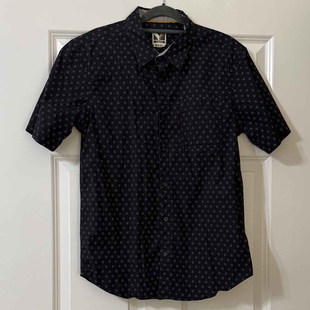 Stylish Navy Patterned Short Sleeve Shirt
